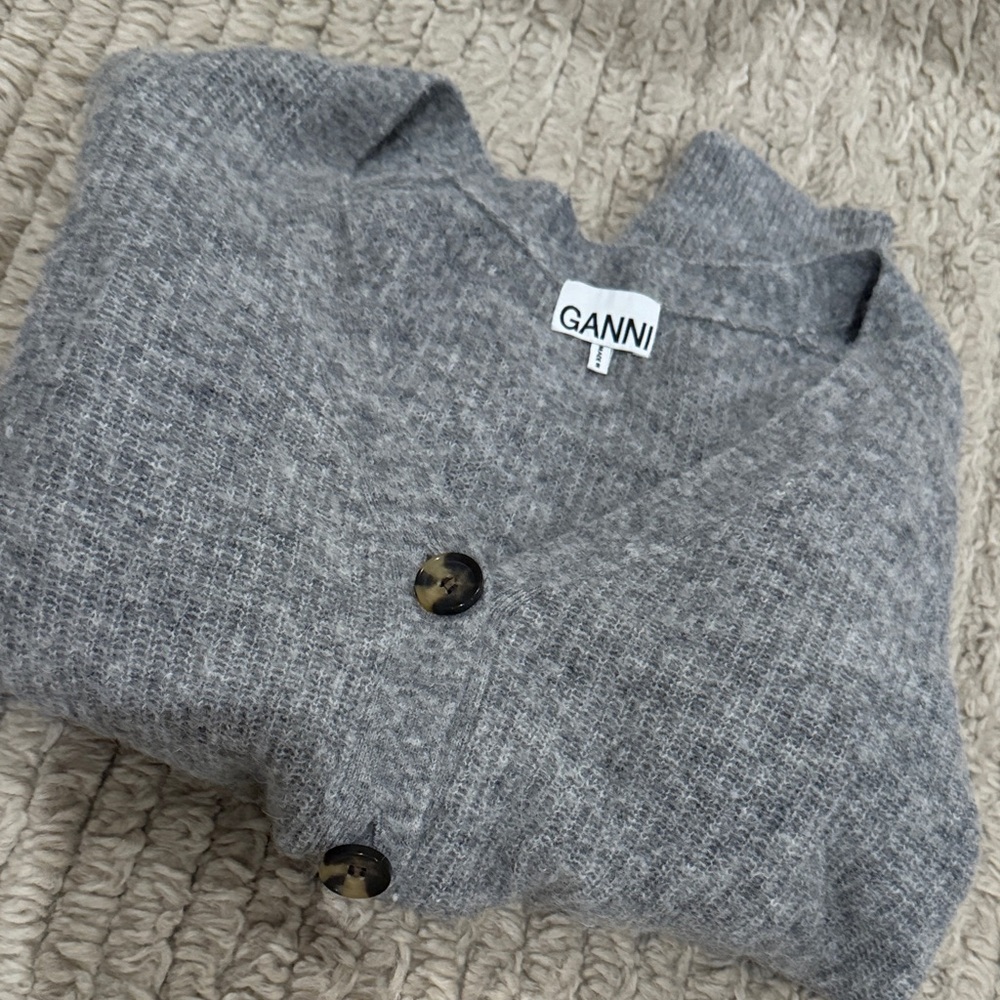 Ganni Charcoal Cardigan croped boxy